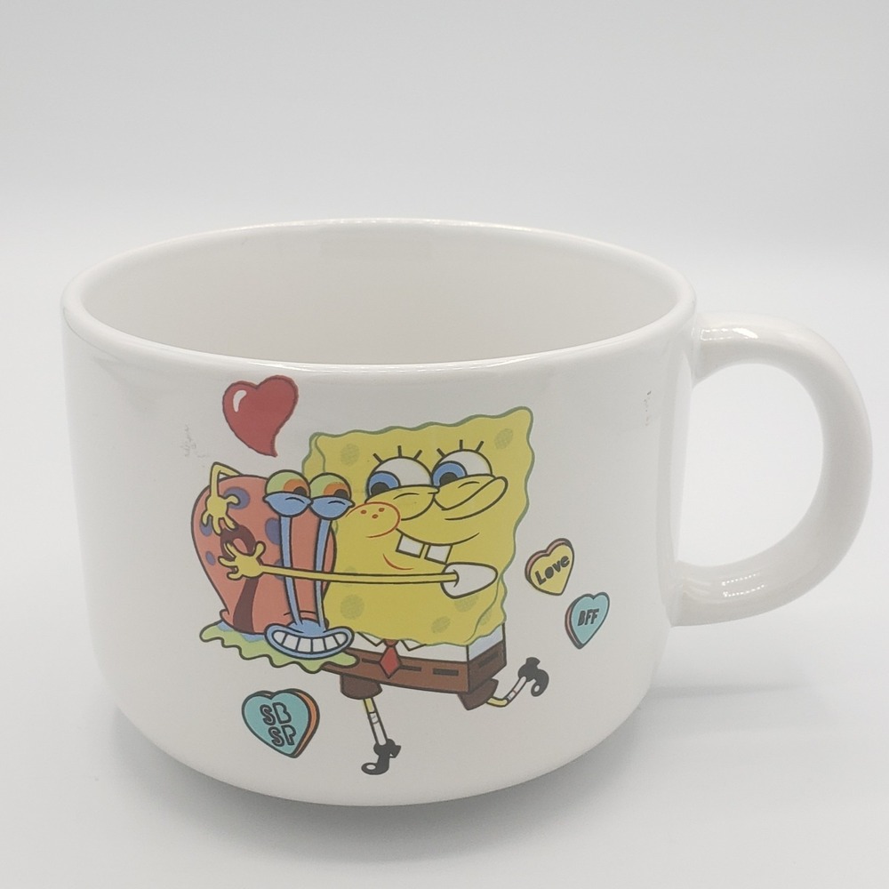Spongebob Squarepants & Gary Heart Love Ceramic Valentine‎ Coffee/Soup Mug/Cup